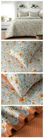Victorian Quilted Bedcover Set – 3 Piece (King Size 100×108 Inches)