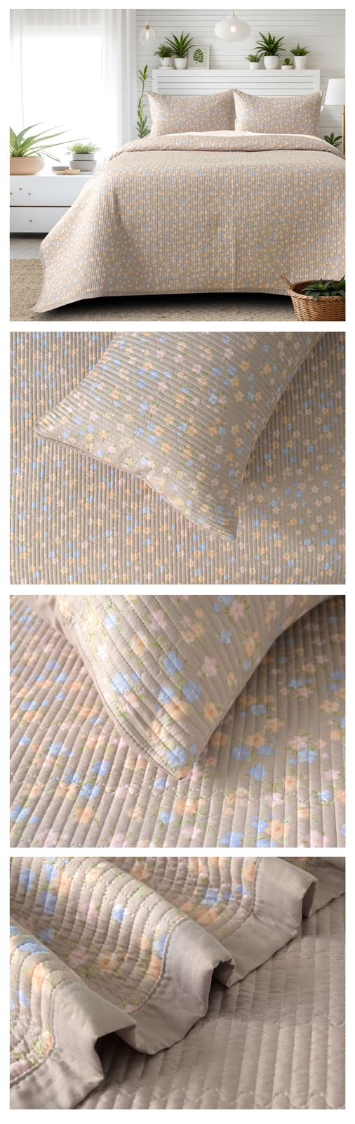 Victorian Quilted Bedcover Set – 3 Piece (King Size 100×108 Inches)