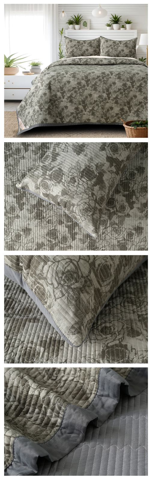 Victorian Quilted Bedcover Set – 3 Piece (King Size 100×108 Inches)