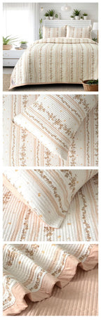 Victorian Quilted Bedcover Set – 3 Piece (King Size 100×108 Inches)