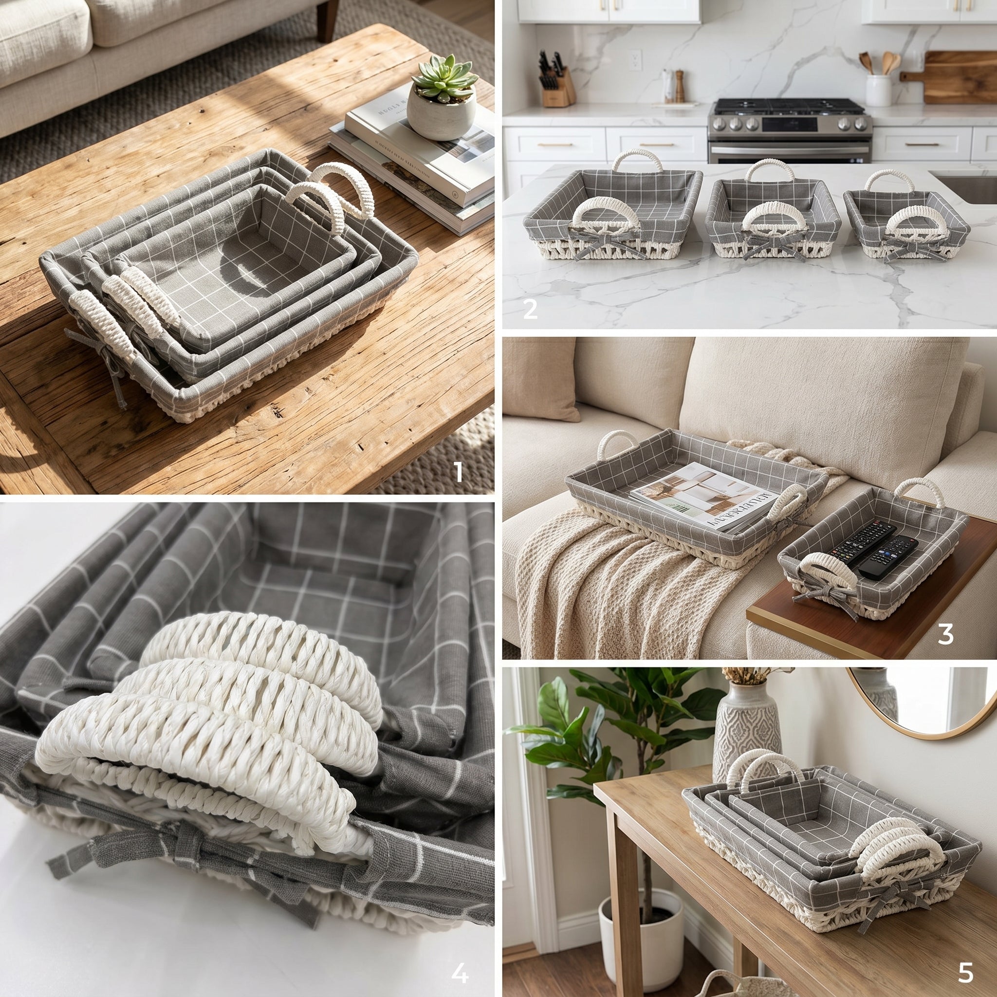 🧺 3-Piece Woven Storage Tray Set