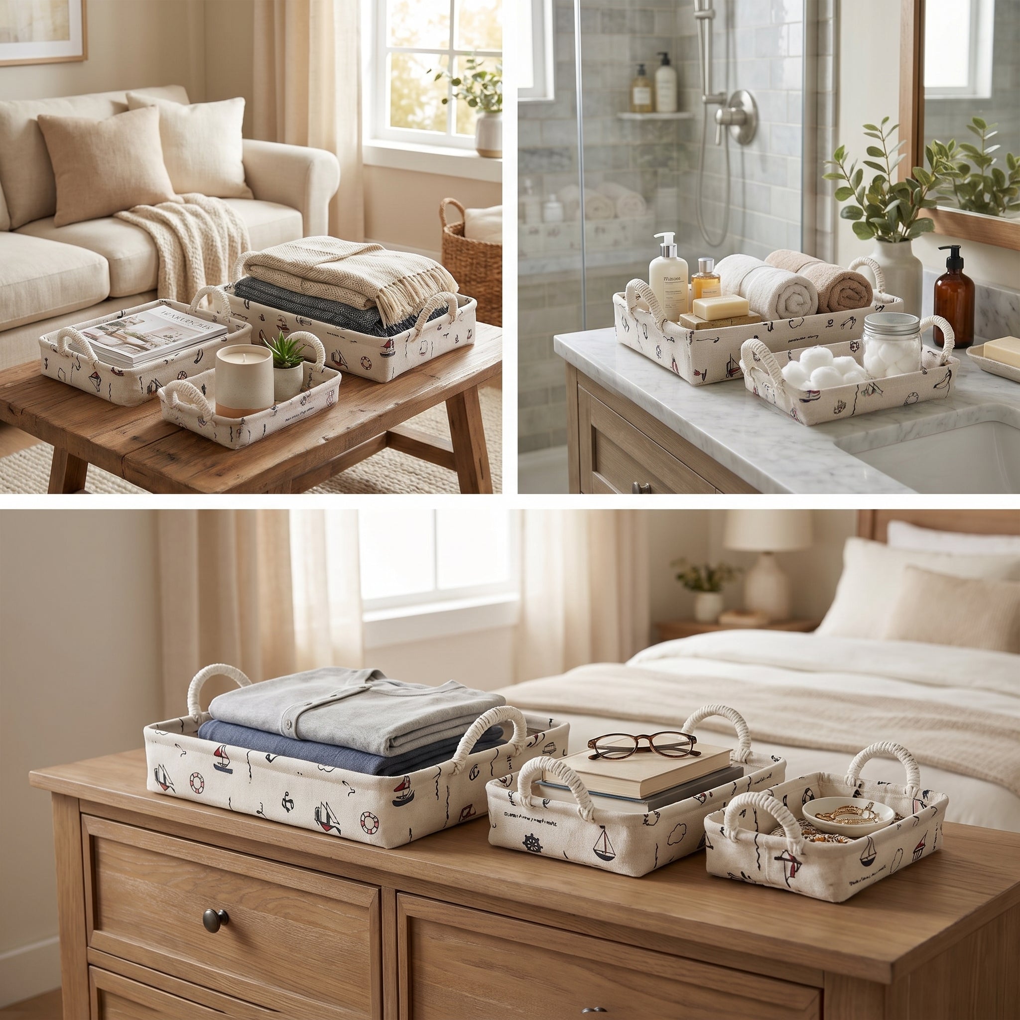 🧺 3-Piece Woven Storage Tray Set