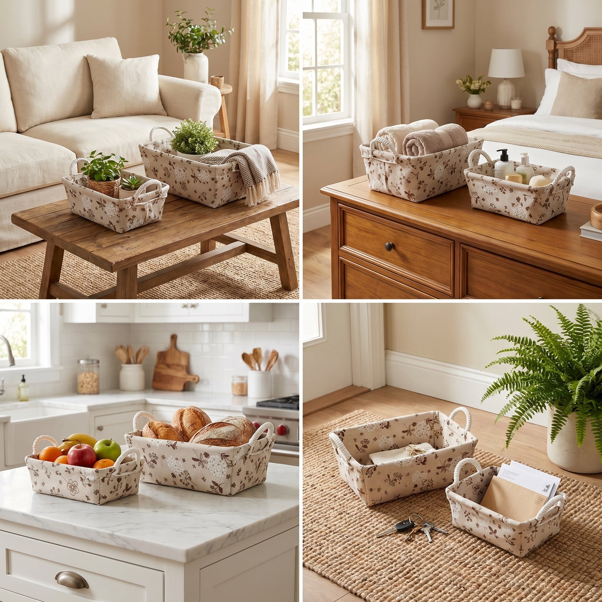🌿 2-Piece Floral Storage Tray Set