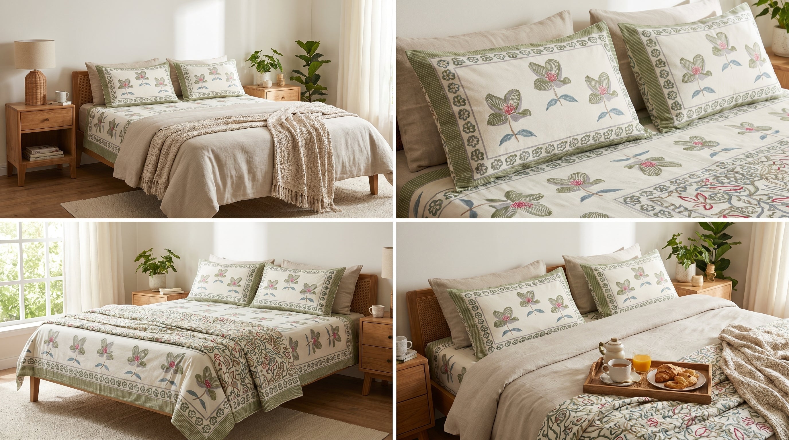 Block Print Bedsheet Set (108 x 108 inches) with 2 Pillow Covers