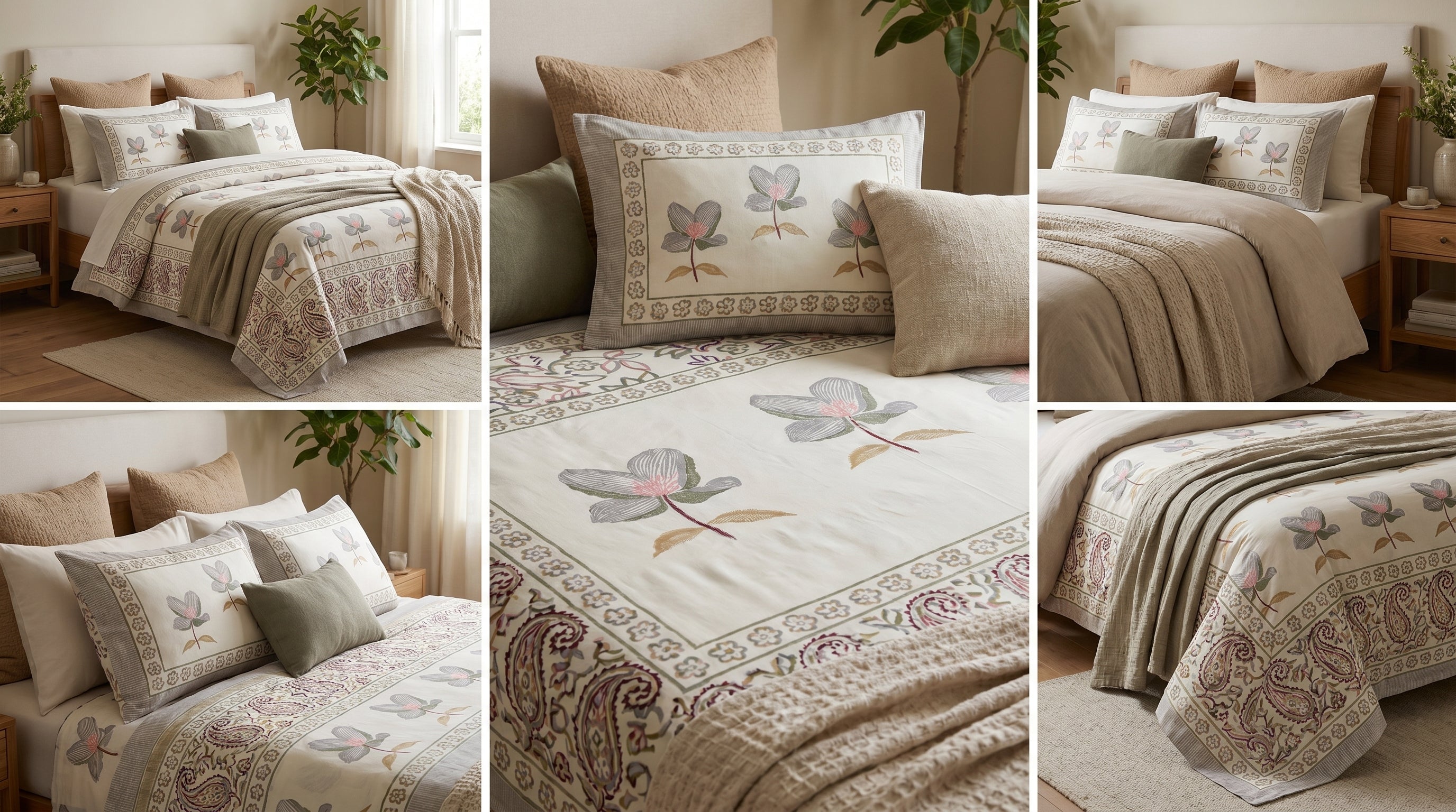 Block Print Bedsheet Set (108 x 108 inches) with 2 Pillow Covers