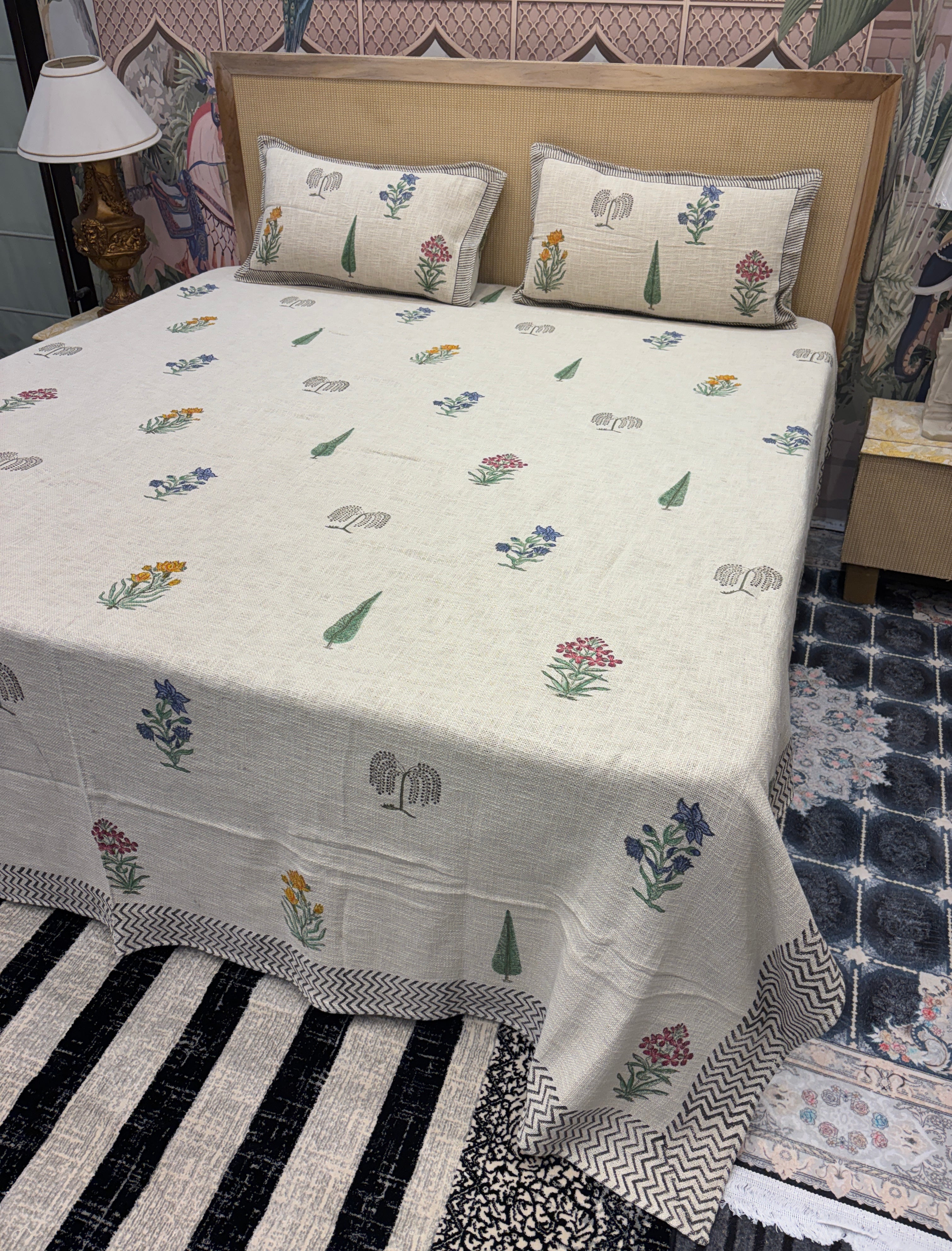 Khadi / Slub Cotton King Size Bedcover Set (with 2 Pillow Covers)