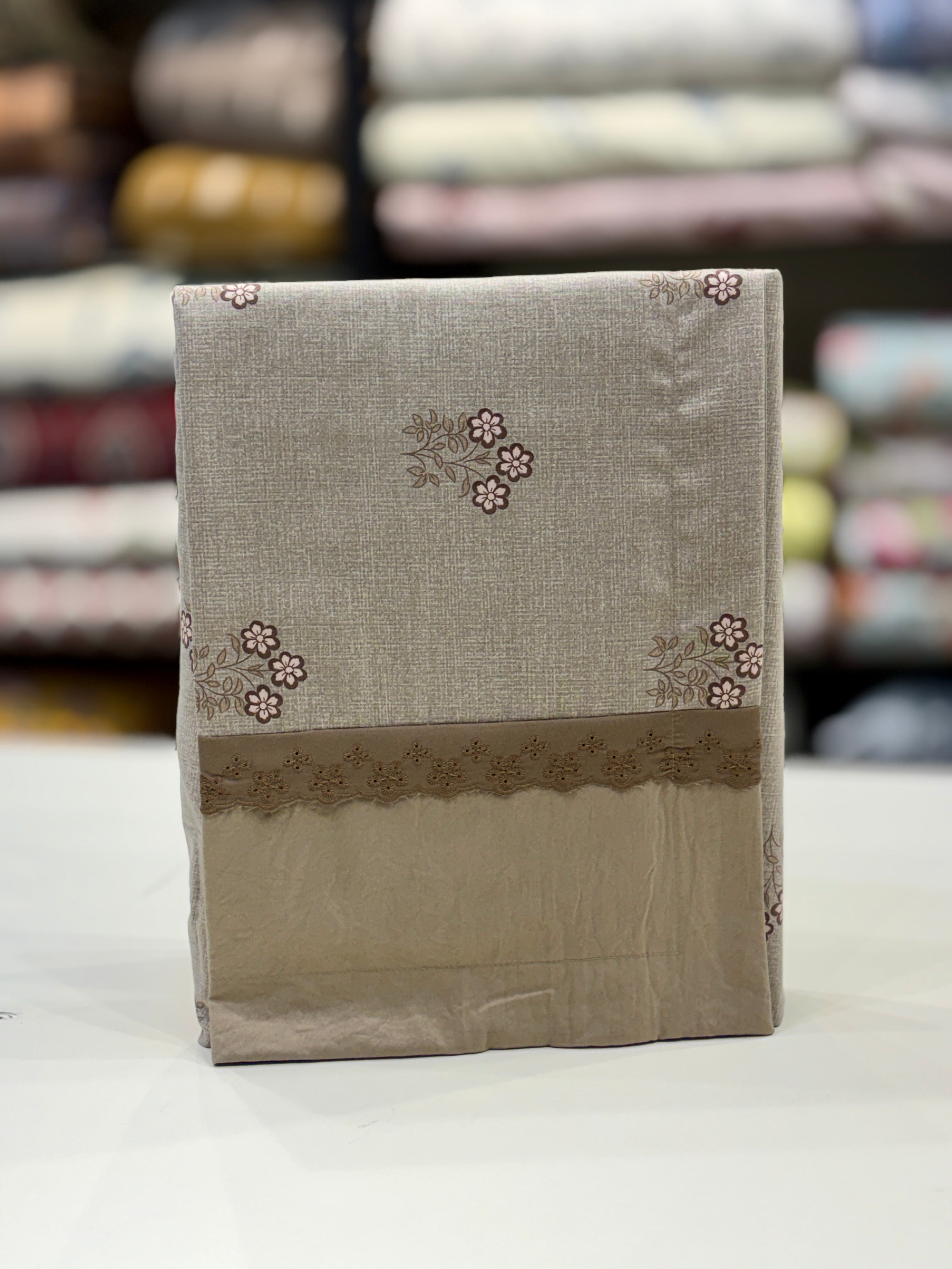 Fitted Bedsheet Pure Cotton with 2 Pillow Covers - 108 by 108 inch