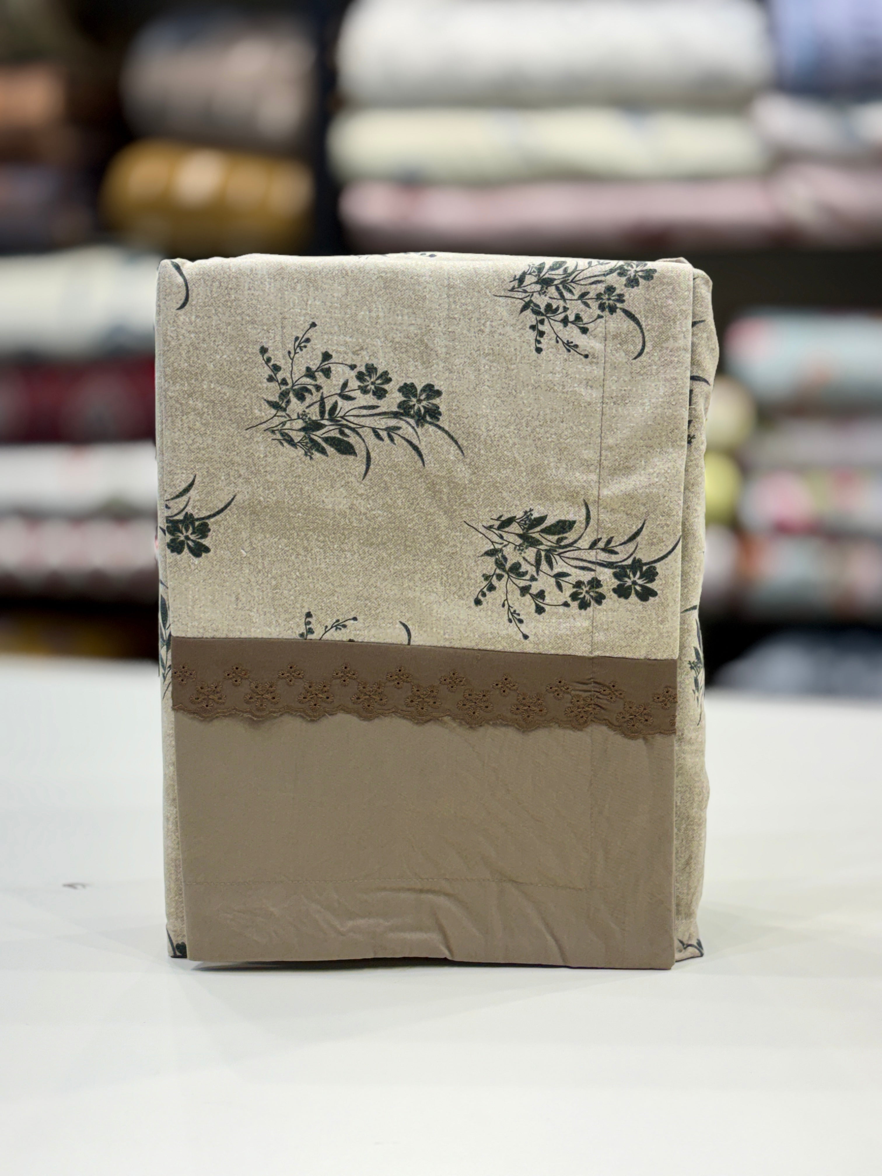 Fitted Bedsheet Pure Cotton with 2 Pillow Covers - 108 by 108 inch