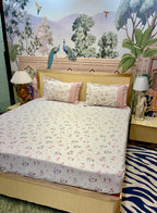 Fitted Bedsheet Pure Cotton with 2 Pillow Covers - 108 by 108 inch