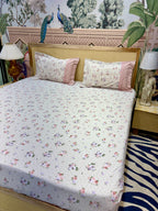 Fitted Bedsheet Pure Cotton with 2 Pillow Covers - 108 by 108 inch