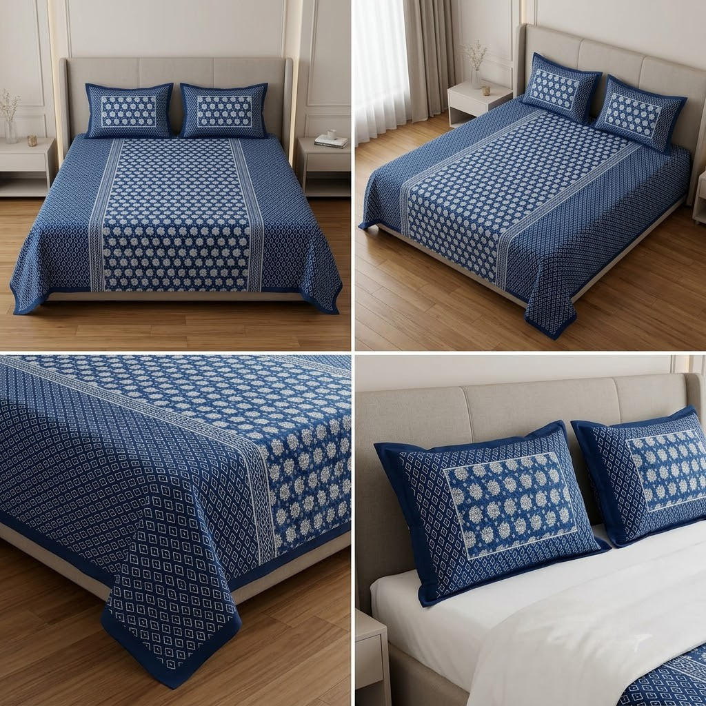 Jumbo Calcutta Phulkari Designs King Size Bedsheet Set (120 x 120 Inches) Product Code :- 55B145RKEH