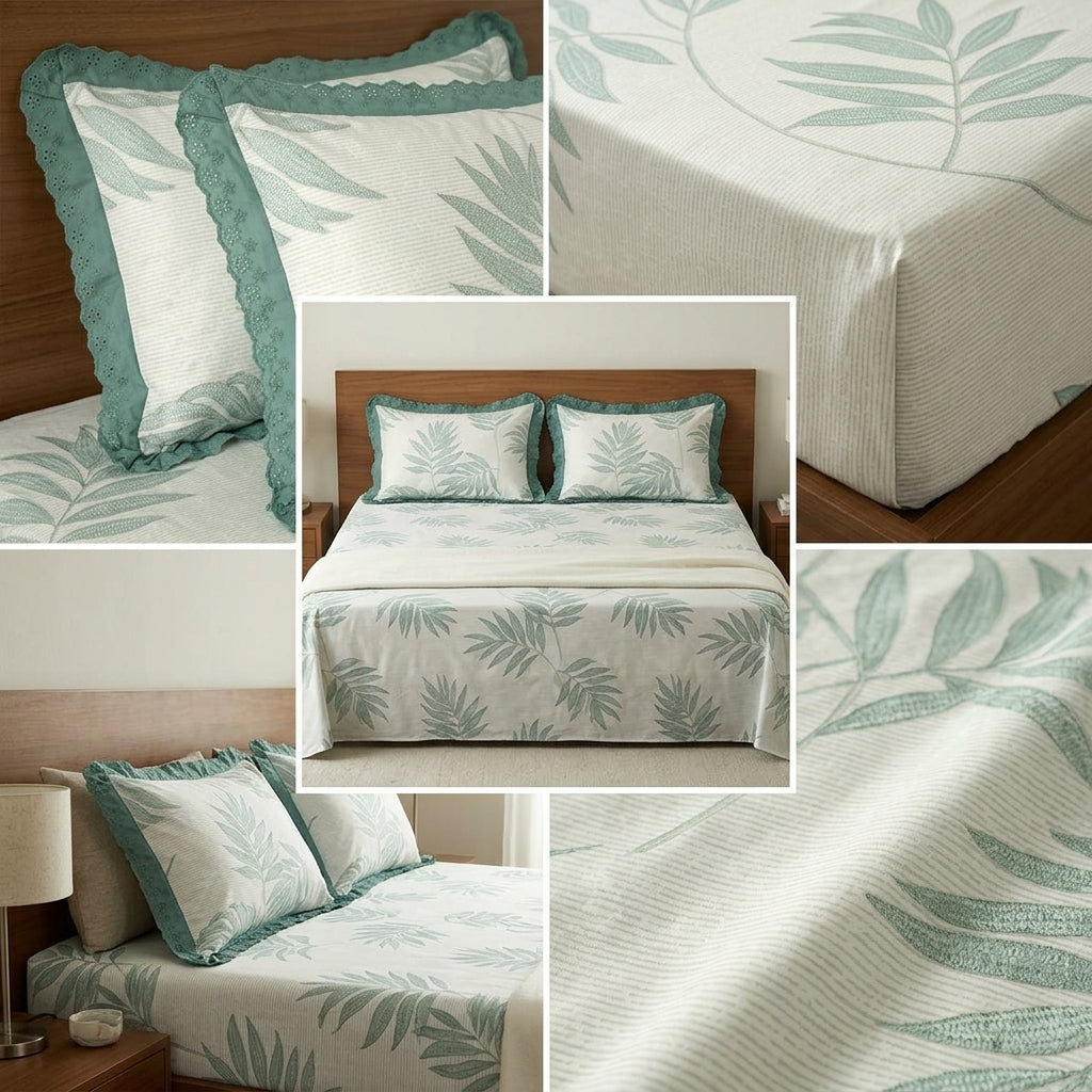 Thick Cotton Bedsheet With Chicken Lace Pillow Covers 108 -108 inch