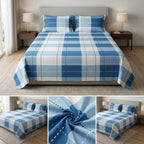 100% Pure Cotton Super King Size Bedsheet with 2 Pillow Covers – Premium Luxury Stripe Design (108 x 108 Inches)