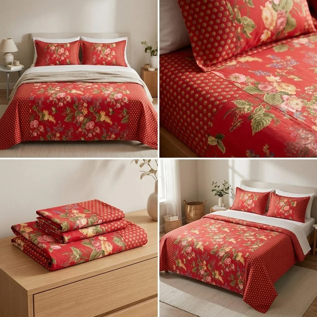 Jumbo Calcutta Phulkari Designs King Size Bedsheet Set (120 x 120 Inches) Product Code :- 55B145RKEH