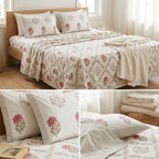 Percale 300 TC Jumbo King Size Cotton Bedsheet Set (120 × 120 Inches)