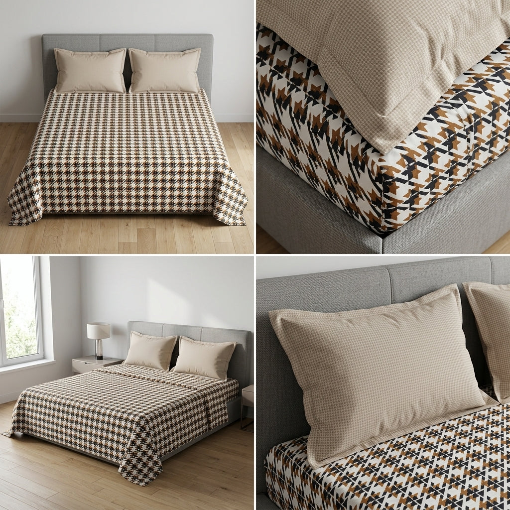 100% Pure Cotton Super King Size Bedsheet with 2 Pillow Covers – Premium Luxury Stripe Design (108 x 108 Inches)