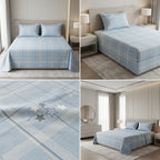 100% Pure Cotton Super King Size Bedsheet with 2 Pillow Covers – Premium Luxury Stripe Design (108 x 108 Inches)