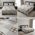 100% Pure Cotton Super King Size Bedsheet with 2 Pillow Covers – Premium Luxury Stripe Design (108 x 108 Inches)