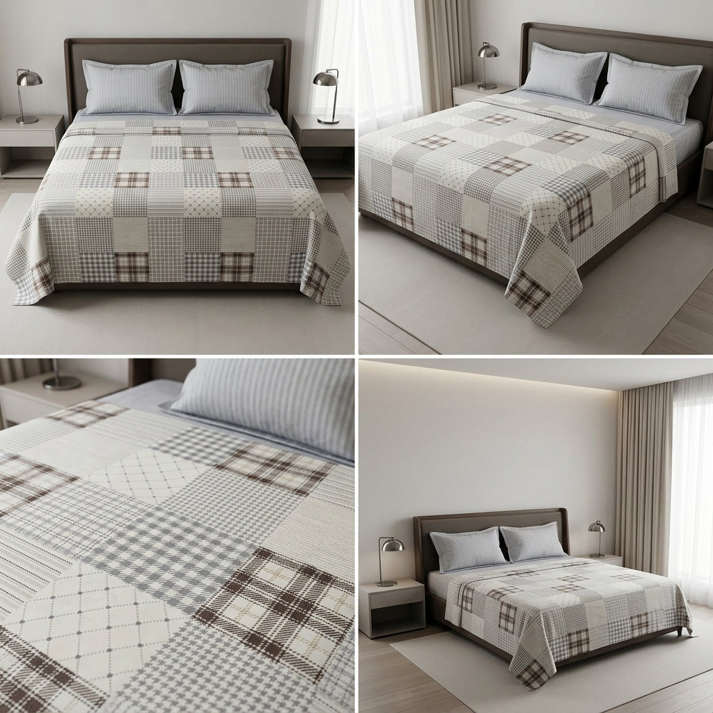 100% Pure Cotton Super King Size Bedsheet with 2 Pillow Covers – Premium Luxury Stripe Design (108 x 108 Inches)