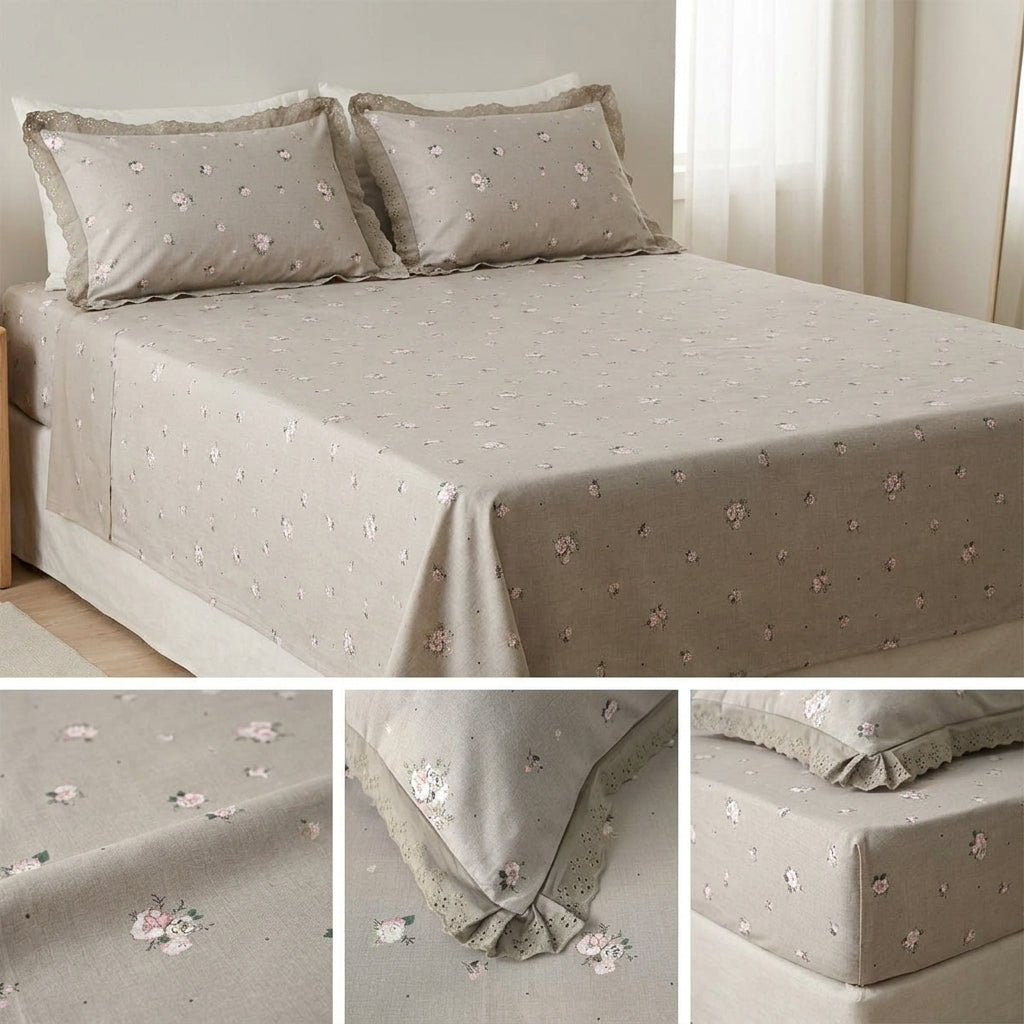 Thick Cotton Bedsheet With Chicken Lace Pillow Covers 108 -108 inch