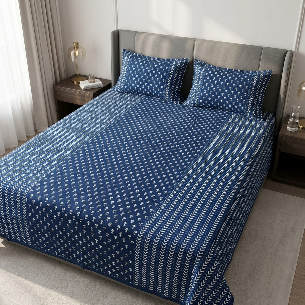 Jumbo Calcutta Phulkari Designs King Size Bedsheet Set (120 x 120 Inches) Product Code :- 55B145RKEH