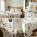 Percale 300 TC Jumbo King Size Cotton Bedsheet Set (120 × 120 Inches)