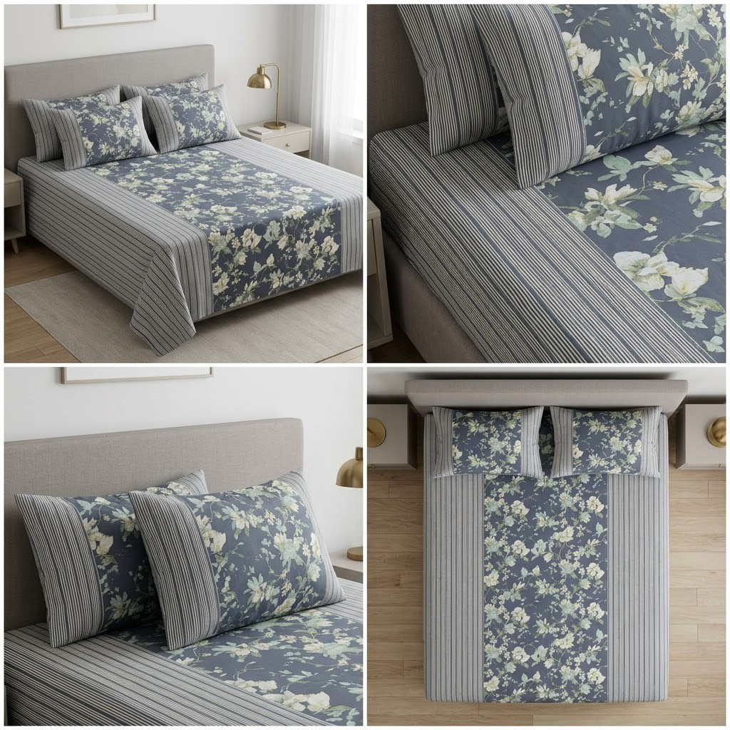 Jumbo Calcutta Phulkari Designs King Size Bedsheet Set (120 x 120 Inches) Product Code :- 55B145RKEH