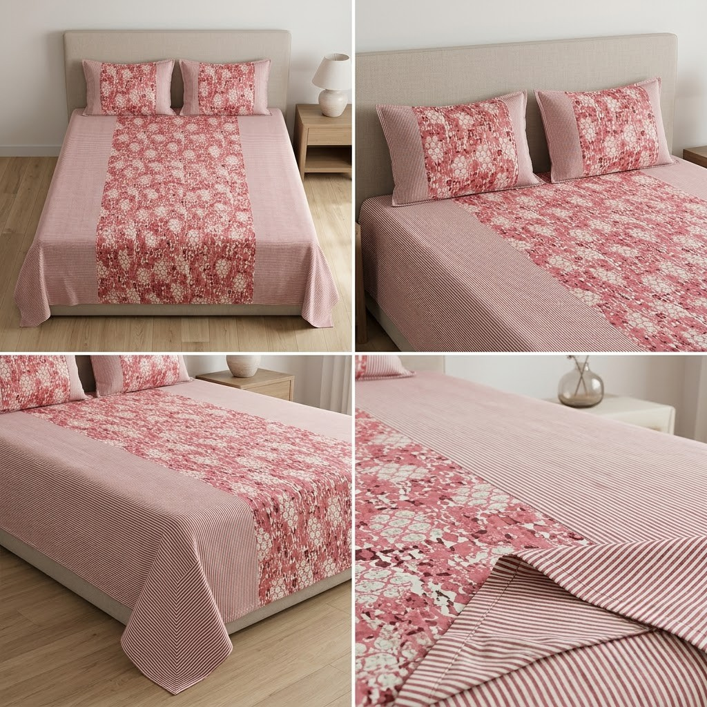 Jumbo Calcutta Phulkari Designs King Size Bedsheet Set (120 x 120 Inches) Product Code :- 55B145RKEH