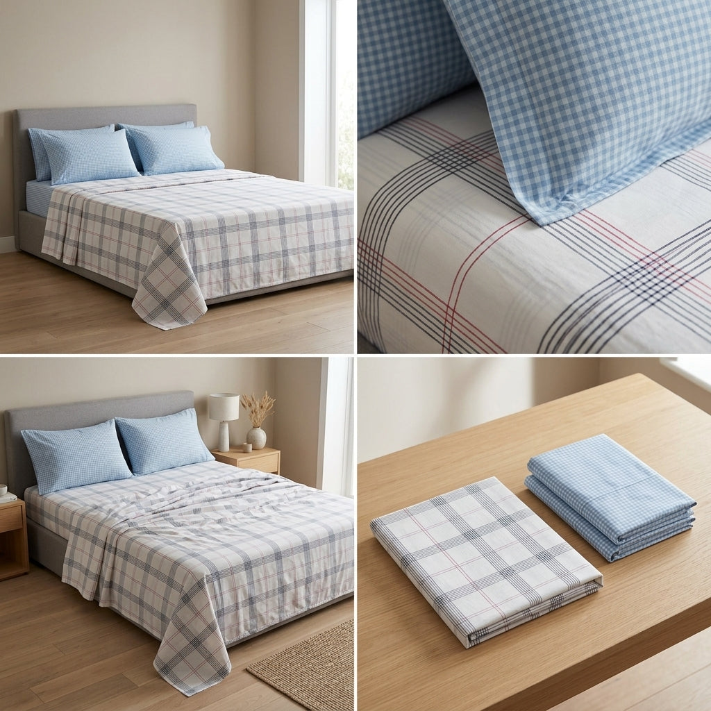 100% Pure Cotton Super King Size Bedsheet with 2 Pillow Covers – Premium Luxury Stripe Design (108 x 108 Inches)