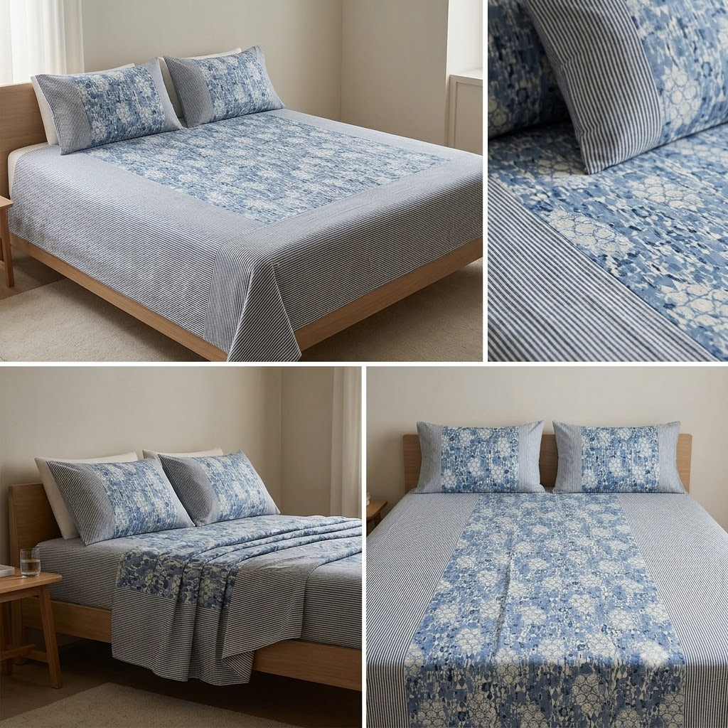 Jumbo Calcutta Phulkari Designs King Size Bedsheet Set (120 x 120 Inches) Product Code :- 55B145RKEH
