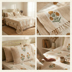 Khadi Cotton Bedcover with Tassels – King Size (100 × 108 Inches)