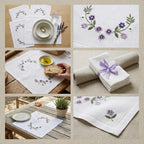 Luxury Embroidered Floral Table Mats – Set of 6