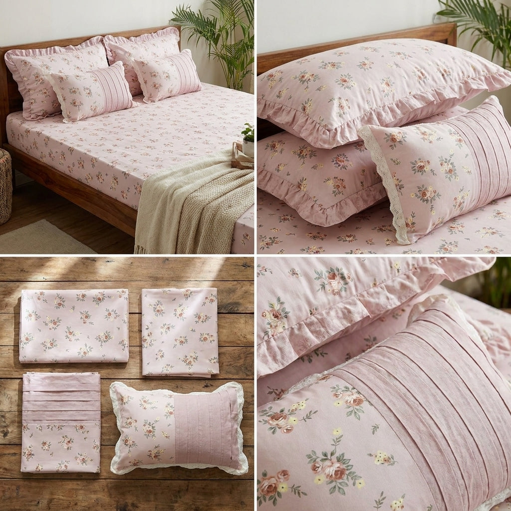 Premium Summer Bedsheet Set – 5 Piece Cotton Collection
