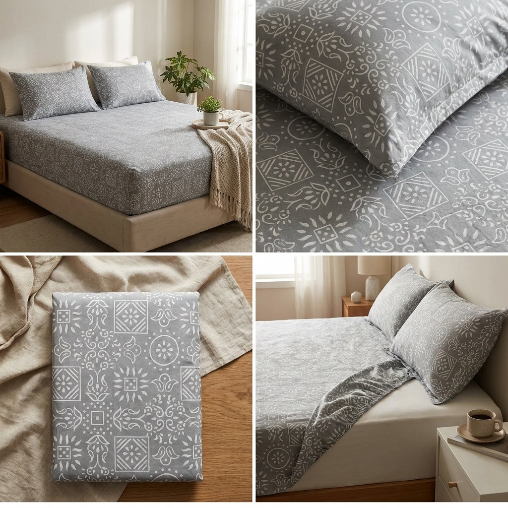 Classical Design Elastic/Fitted Bedsheets Pure Cotton 108 BY 108 Inch