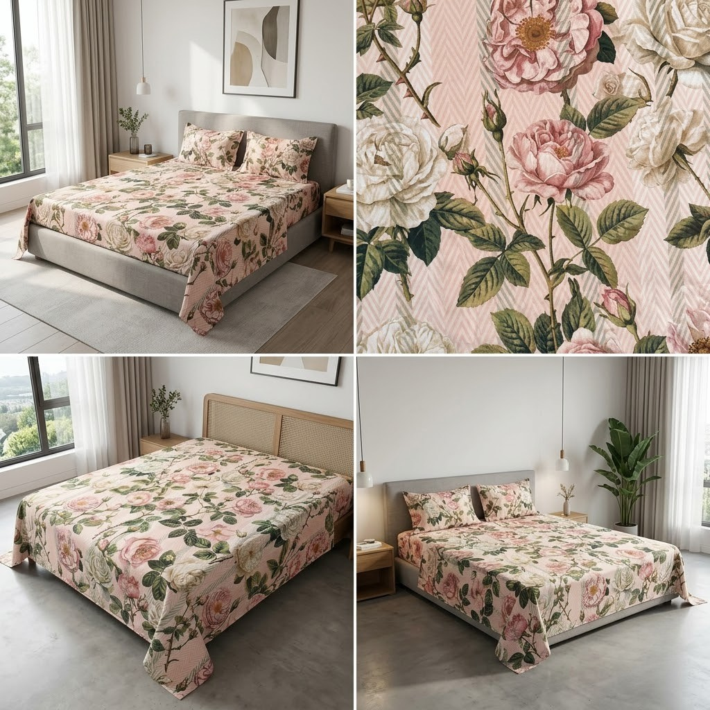 Designer Prints King Size Bedsheet | Micro Soft Cotton Size 108 By 108 Inch | Product Code :- 55B75RKEH