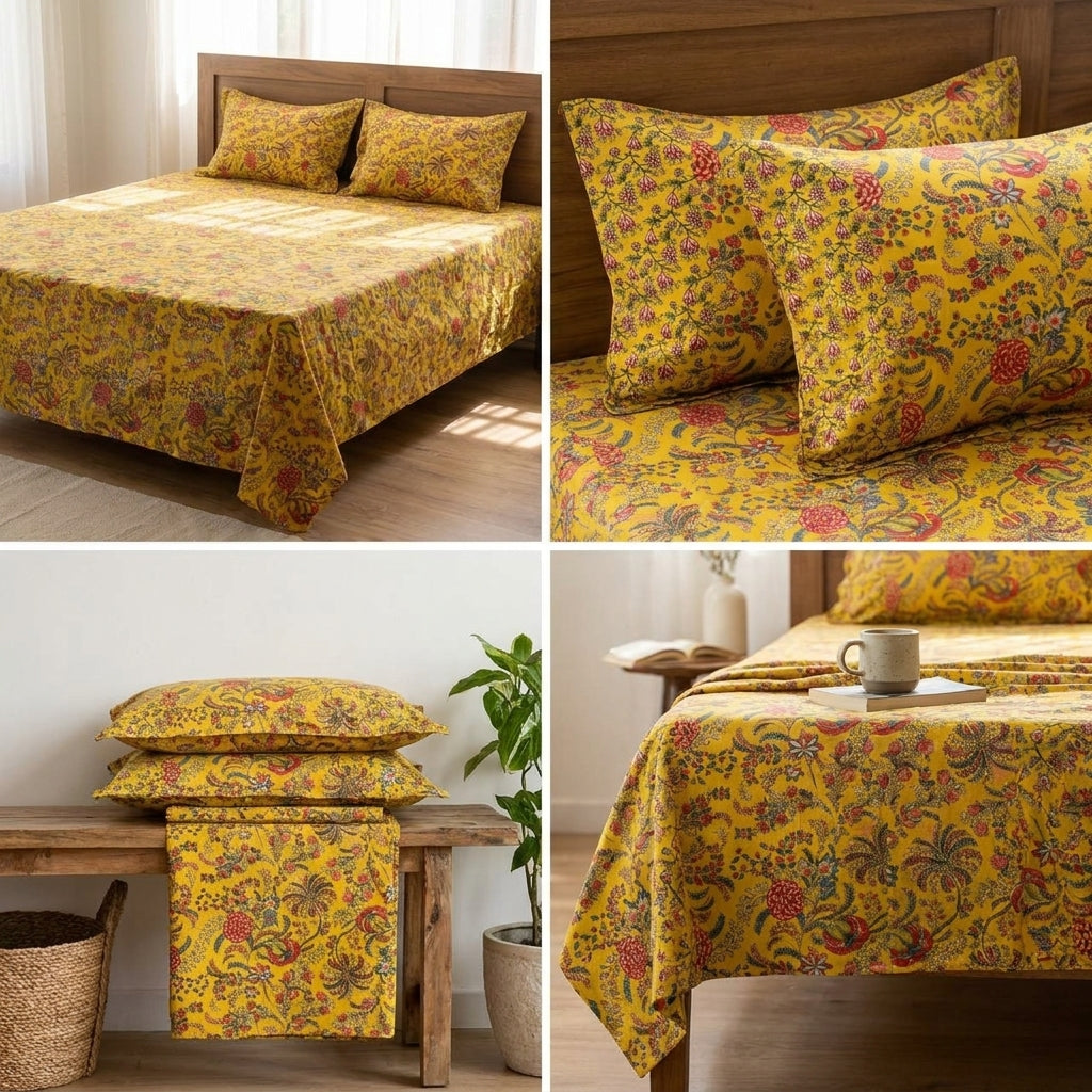 Ajrakh Cotton Bedsheet – King Size 120 x 120 Inches