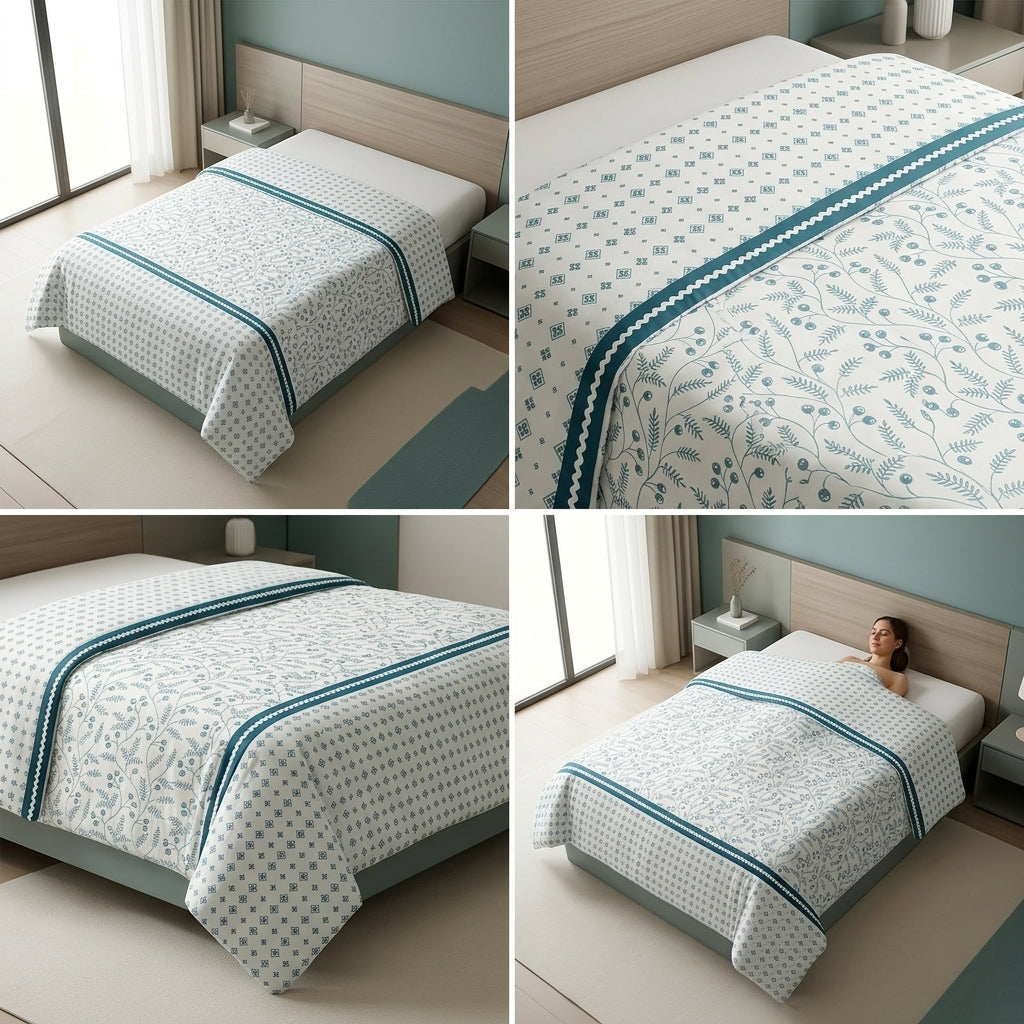 Reversible Cotton Dohar – Single Bed pair  (160 × 220 cm)