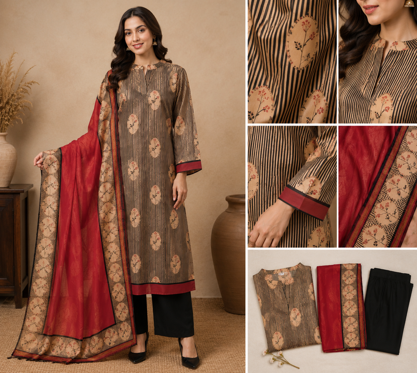 Noor Mehal 3-Piece Unstitched Suit 🌹