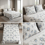 British Rose 100% Pure Cotton Bedsheet with Quilted Pillow Covers