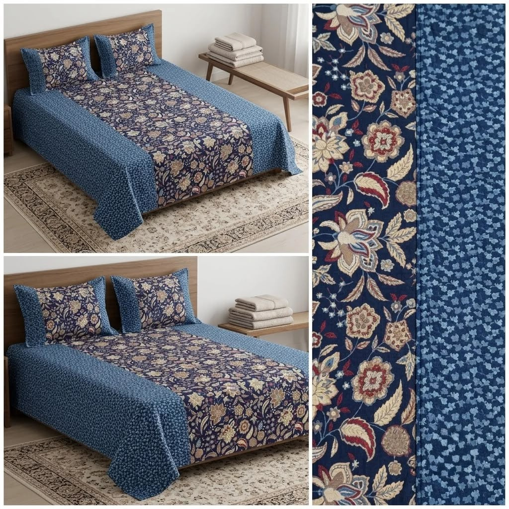 Jumbo Calcutta Phulkari Designs King Size Bedsheet Set (120 x 120 Inches) Product Code :- 55B145RKEH