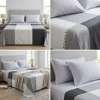 100% Pure Cotton Super King Size Bedsheet with 2 Pillow Covers – Premium Luxury Stripe Design (108 x 108 Inches)