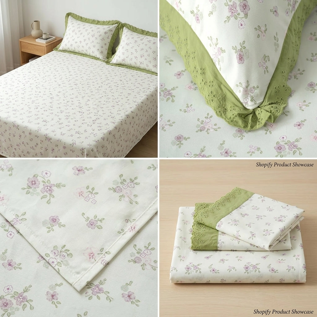 Thick Cotton Bedsheet With Chicken Lace Pillow Covers 108 -108 inch