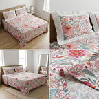Floral King Size Bedsheet with Designer Lace Pillow Covers (108 x 108 Inches) Product Code:- 55B1099001250KEH