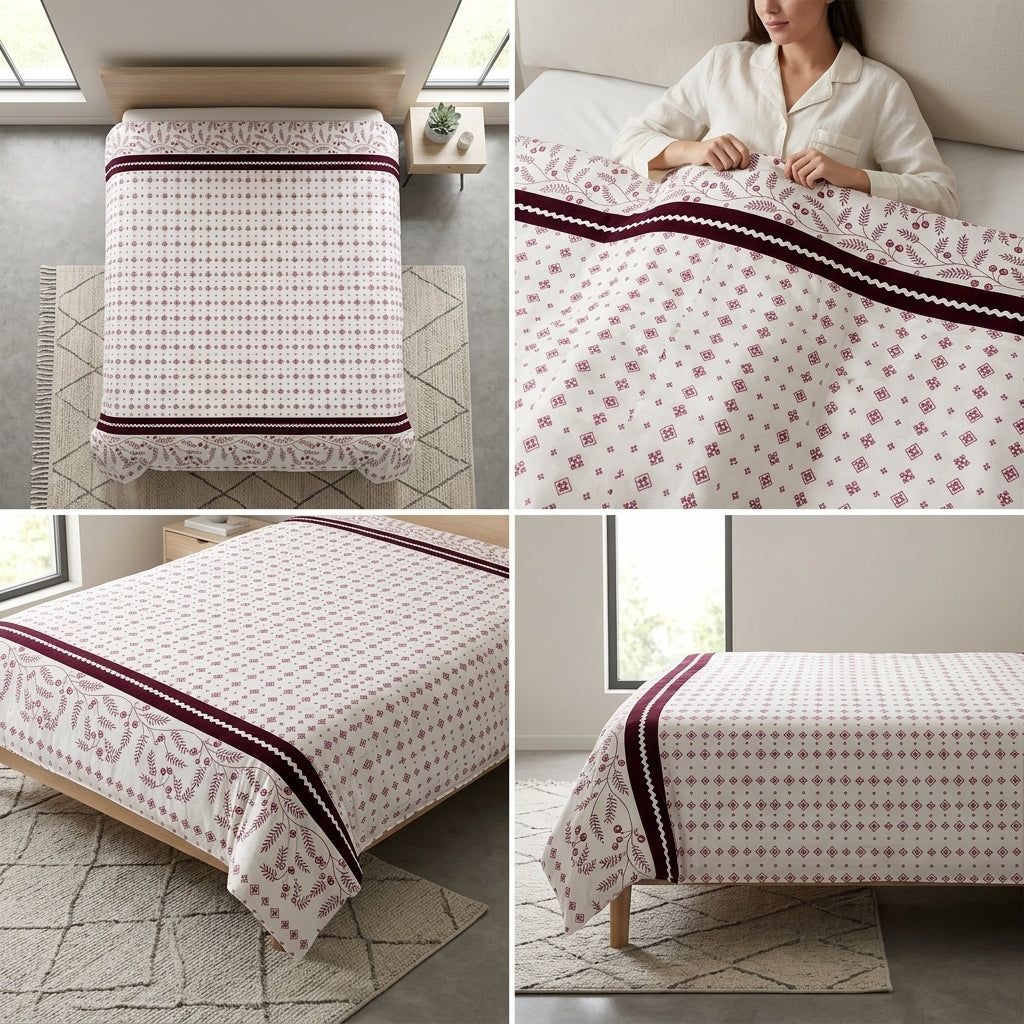 Reversible Cotton Dohar – Single Bed pair  (160 × 220 cm)