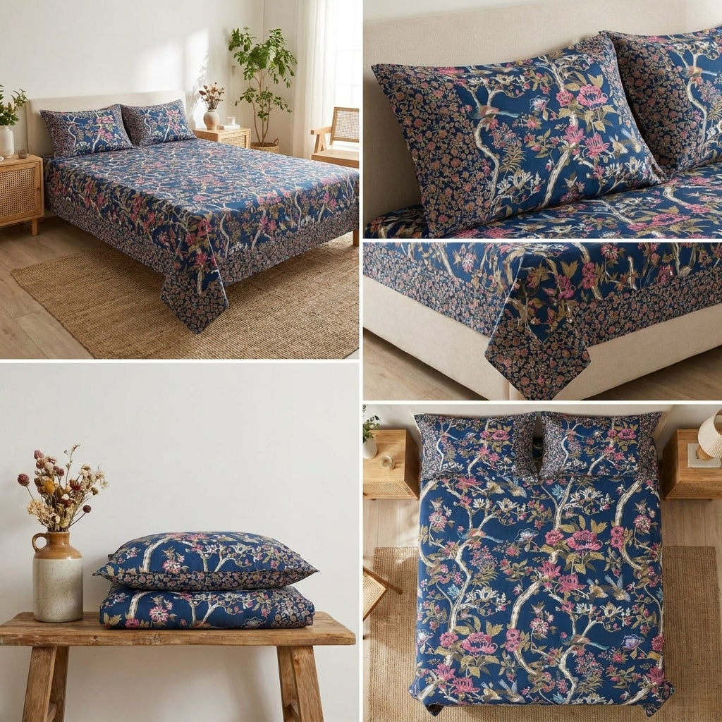 Ajrakh Cotton Bedsheet – King Size 120 x 120 Inches