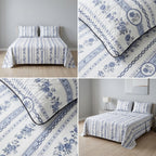 British Rose 100% Pure Cotton Bedsheet with Quilted Pillow Covers