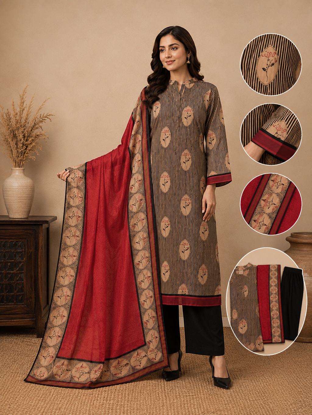 Noor Mehal 3-Piece Unstitched Suit 🌹