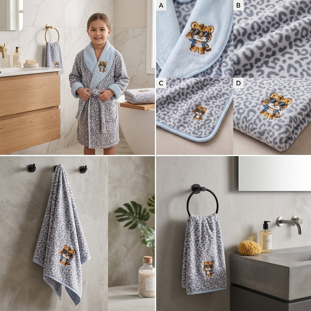 Kids 3-Piece Bathrobe & Towel Set | Bathrobe + Bath Towel + Hand Towel