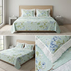 Floral King Size Bedsheet with Designer Lace Pillow Covers (108 x 108 Inches) Product Code:- 55B1099001250KEH