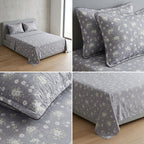 British Rose 100% Pure Cotton Bedsheet with Quilted Pillow Covers
